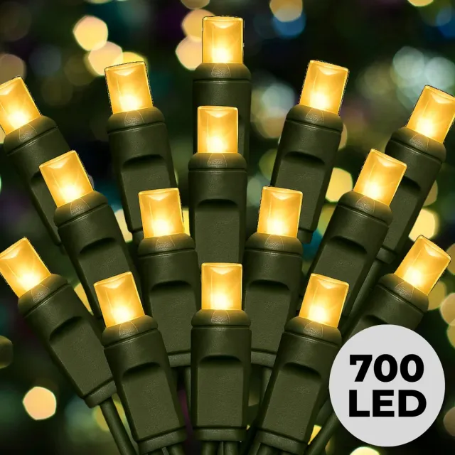 Lomera Kerstverlichting 14 Meter - 700 LED Lampjes - Extra Warm Wit - Binnen en Buiten - Met Timer en Dimmer - Groene Snoer - Geschikt voor Boom van 210cm - IP44 Adapter - Kerstboomverlichting