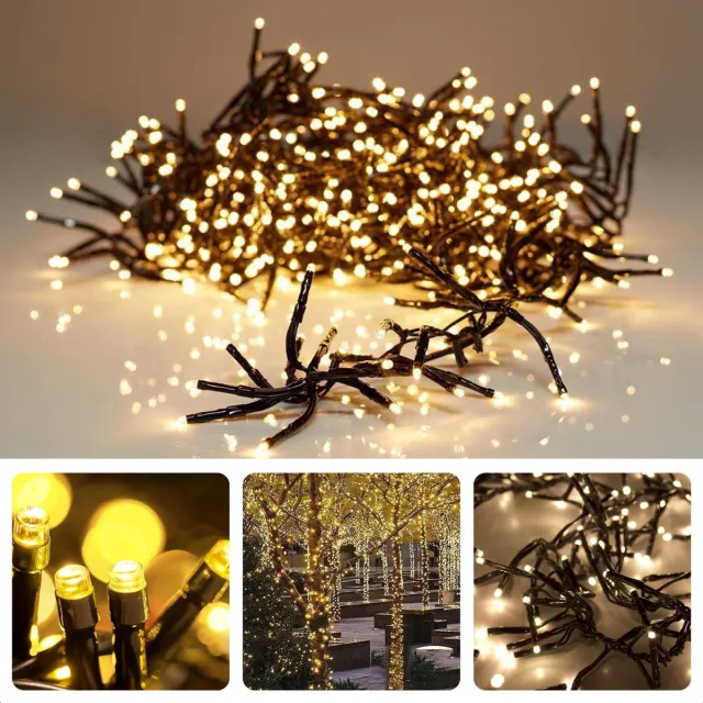 Cheqo Kerstverlichting - Kerstboomverlichting - Kerstlampjes - Clusterverlichting LED - 192 Lampjes - Timer & Lichtfuncties - 1.4M - Extra Warm Wit