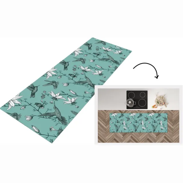 KitchenYeah Keukenloper - Loper keuken - Patronen - Vogel - Bloemen - Keukenloper vinyl multicolor