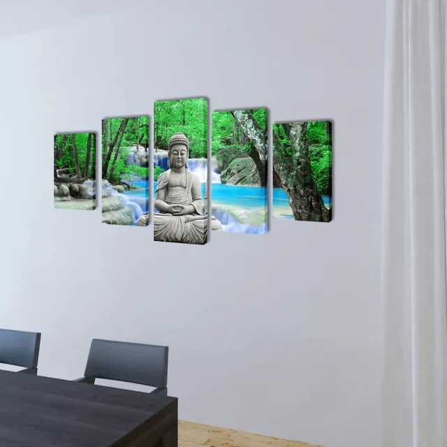 vidaXL Canvas muurdruk set buddha 200 x 100 cm Meerkleurig