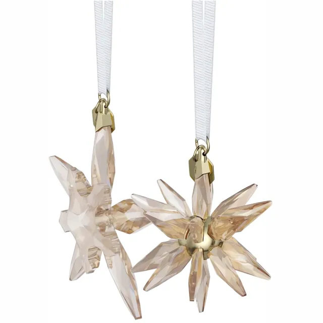 Swarovski Beeldjes Annual Edition Festive 3D Ornament Set 2025 5701824 | decoratieobject, goudkleurige sterren en 3D-ster, kristal stijl