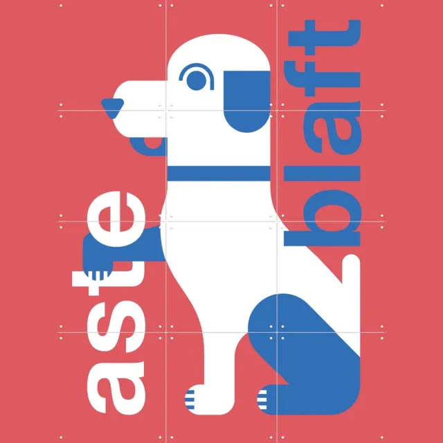 IXXI Asteblaft, Studio Turbo - 60 x 80 cm - Grote wanddecoratie en posters - Grafisch Ontwerp, Illustraties, Kleurrijk, Digitale Kunst, Speels Rood