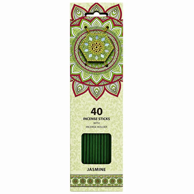Aroma di rogito Wierookstokjes Jasmine met Wierookhouder – Jasmijn – 40 Stuks groen