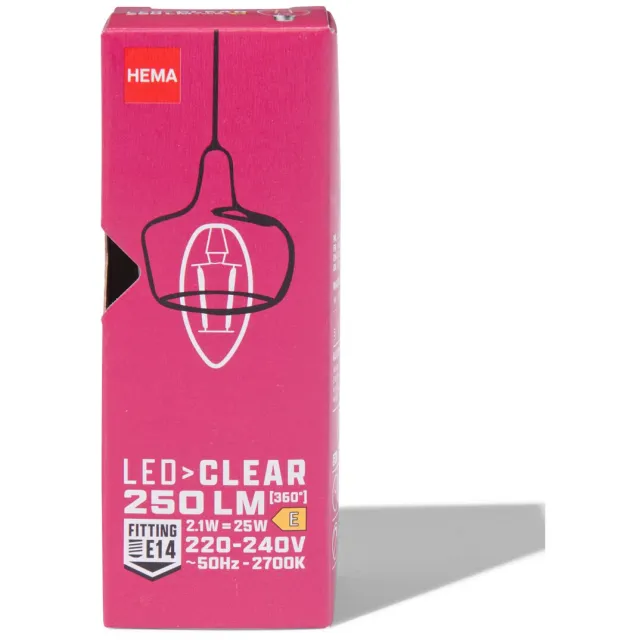 HEMA Led kaars clear E14 2.1W 250lm