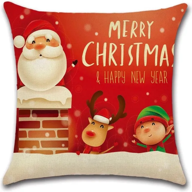 By Javy Kussenhoes Kerst - Schoorsteen - Kussenhoes - Kerst - 45x45 cm - Sierkussen - Polyester Rood