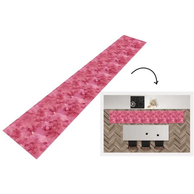 KitchenYeah Keukenloper - Keukenmat - Patroon - Waterverf - Roze - Keuken vloerkleed