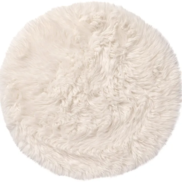 Textino NIEK - vloerkleed Ø40 cm - imitatiebont - rond - Snow White - wit Gebroken wit