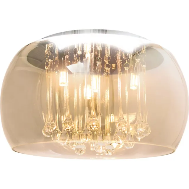 Olucia LORENZO - Plafondlamp - Amber / Zilver - Vorm: Rond
