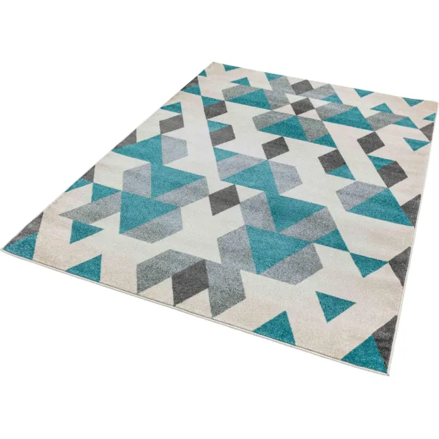 easy living colt-pyramid-blue Vloerkleed - 160x230 - Rechthoek - Laagpolig Tapijt - Modern - Blauw, Grijs