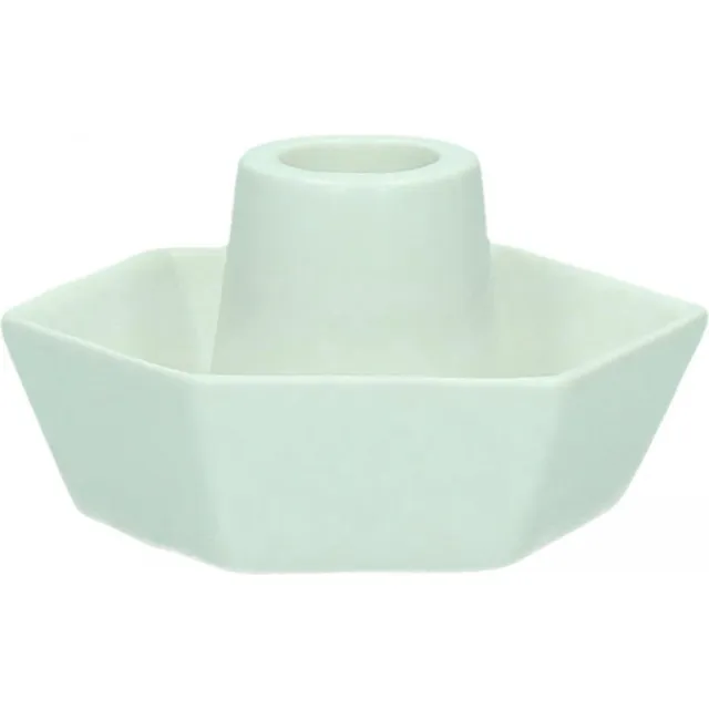 Pomax kaarsenhouder - Kandelaar - Kerst - Porselein - Wit - 2 stuks - 10,2 x 9,1 x 5,2 cm