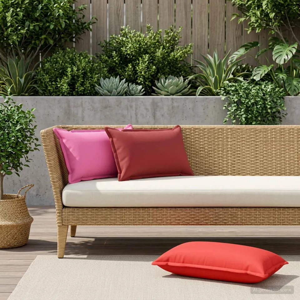 vidaXL Dekenkussen - 2 - st - HOUTEN - Wijnrood - 40 - x - 70 - cm - Polyester, foto 2