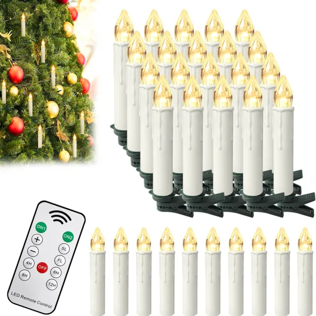 Froadp 10er LED-Kerzen Voor Kerstmis Draadloos Warmwit Met Timer, Afstandsbediening & Clips Voor Kerstboom, Kerstd decoratie, Feest & Huwelijksdecoratie, Dimmbaar