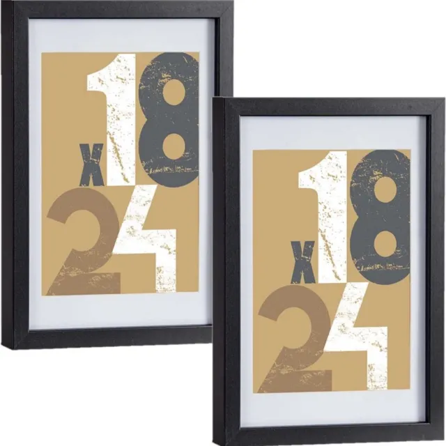 Arte r 2x stuks houten fotolijst - zwart - 21 x 30 cm - fotolijstje - met passe-partout - decoratie