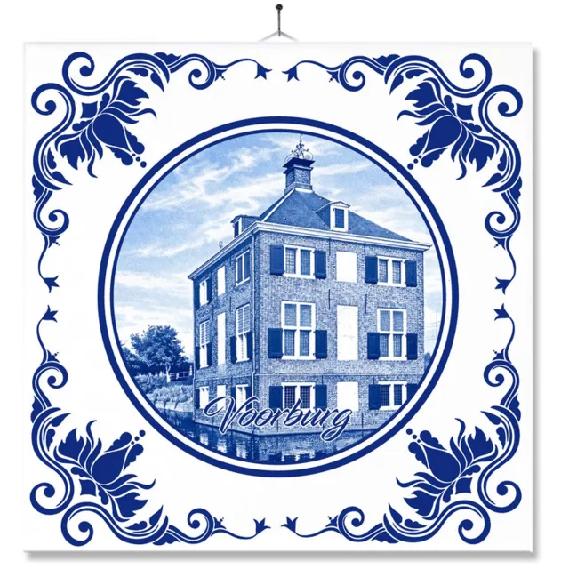 MC Living Tegel Met Opdruk | Voorburg | Delft Blauw | Cadeau | Inclusief Geschenkdoos | Standaard | Ophangsysteem Ontwerp 5