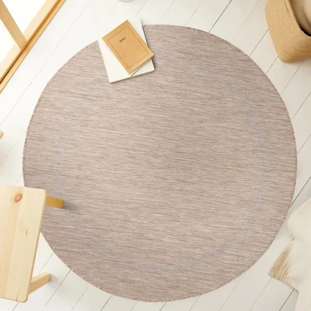 Ayyildiz Relax Vloerkleed – Beige – Laagpolig Kaderdesign – Voor Binnen & Buiten – 120x120 cm rond