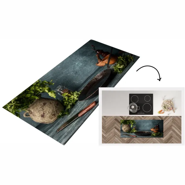 KitchenYeah Keukenloper - Loper keuken - Rustieke tafel in de keuken - Keukenloper vinyl Multicolor