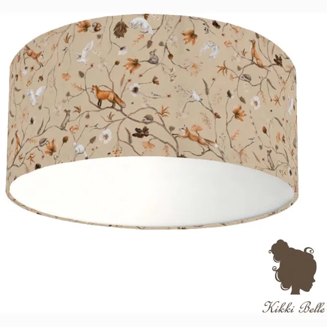 Bi & Li Creaties Plafondlamp Playful Forest beige Kikki Belle- sfeerverlichting-bosdieren-incl diffuser-bosdieren-incl plafondfitting beige tinten