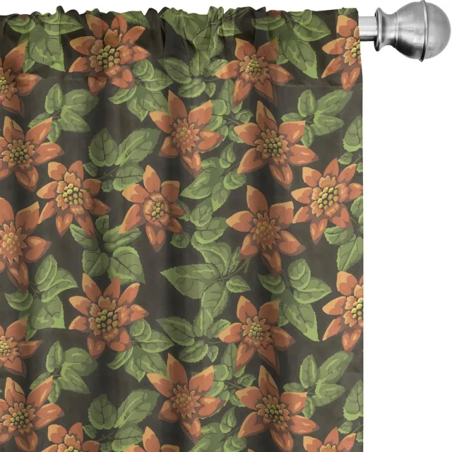 ABAKUHAUS Gordijnen – 2x75x245 cm – microvezel, donker taupe & groen
