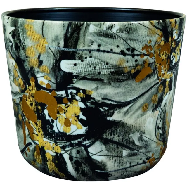 TS Collection Vaas consich Designed by Lammie - Marigold Ash - 21x18 - Metaal & Epoxy - Exclusieve woonitems voor binnen - Handgemaakt - Unieke print - Designed by Lammie