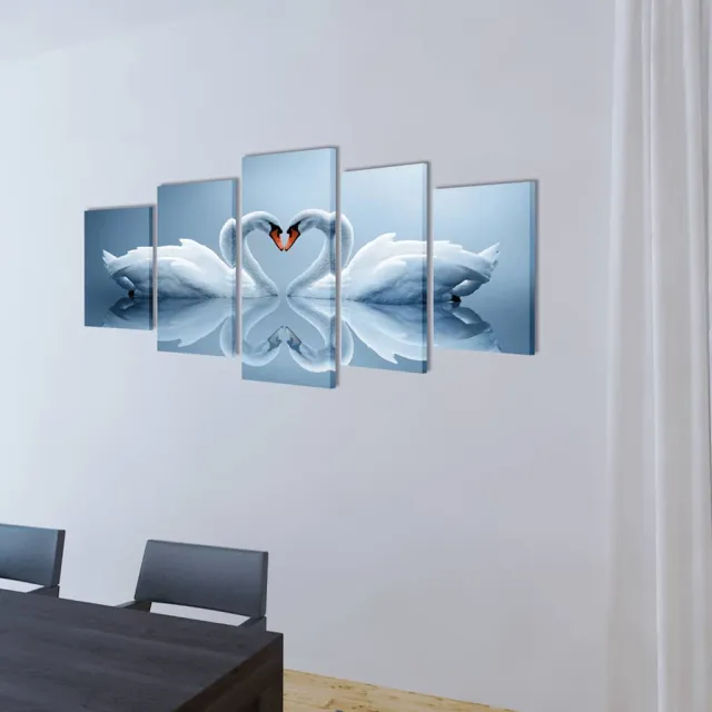 vidaXL Canvas muurdruk set Zwaan 200 x 100 cm Meerkleurig