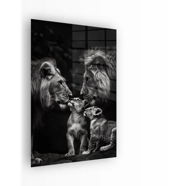 Indoorart Glasschilderij Koninklijke Knuffel 40x60 CM - Afbeelding op plexiglas - Inclusief montagemateriaal zwart, wit