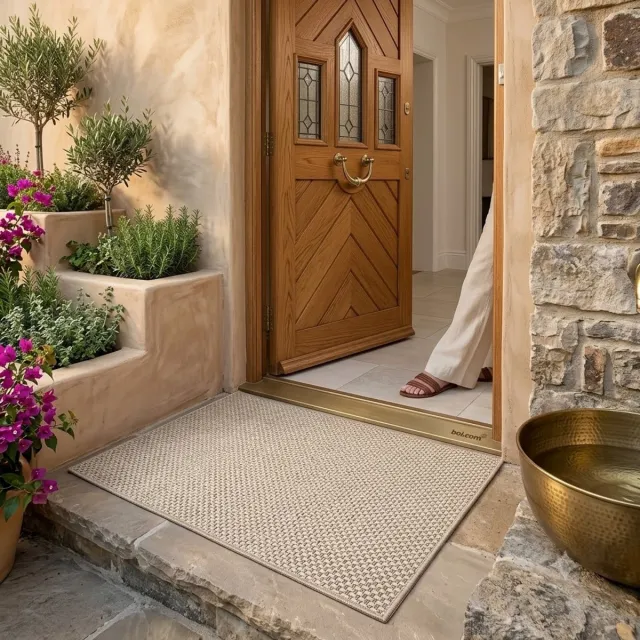 Maison Elara Deurmat voor binnen, geweven antislip binnendeurmat, absorberend en wasbaar, vloermat voor entree, terras, huisdieren - Kaki, 43x75 cm