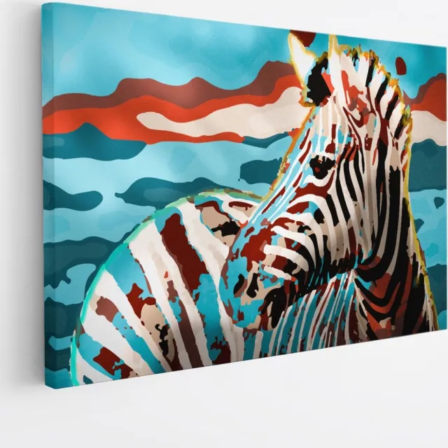 Saammp Canvas Schilderij - Abstract Kleurrijke Zebra - Natuur - Dieren - 30x20 - Foto op canvas - Wanddecoratie - Muurdecoratie Woonkamer - Slaapkamer decoratie - Canvas Print Multicolor