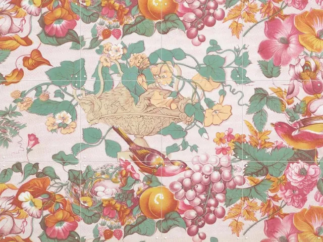 IXXI Furnishing Fabric II, Victoria and Albert Museum - 80 x 60 cm - Grote wanddecoratie en posters - Klassiek, Vintage, Illustraties, Eetkamer Lichte tinten / Roze