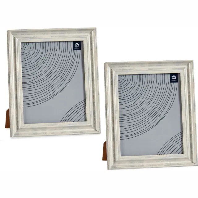 Giftdecor Fotolijstje voor een 20 x 25 cm foto - 2x - licht hout/zilver glans0 - frame 26 x 31 cm0 Creme