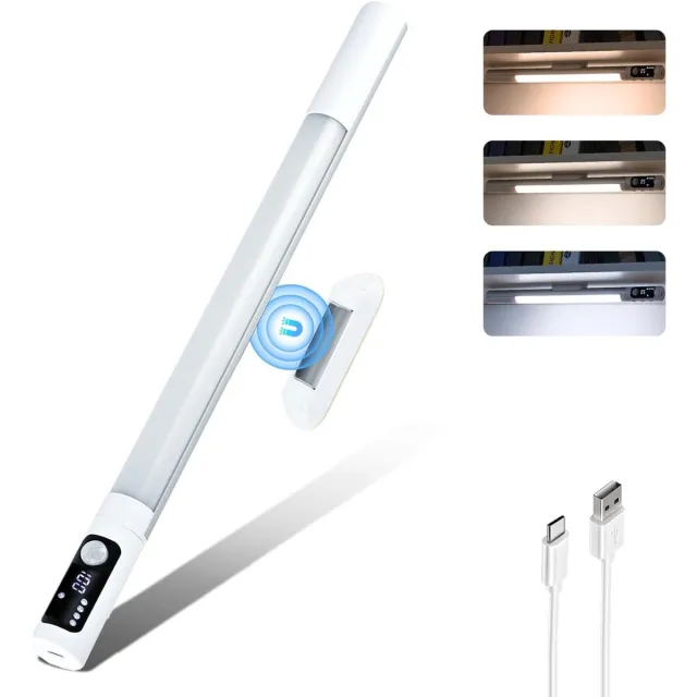 KZQ Set van 2 onderkastverlichting - magnetische LED-lichtstrip - 2000mAh batterij - met bewegingssensor - dimbaar in drie kleuren - in hoek verstelbaar - batterij-indicator Zilver