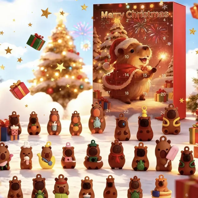 ZVD Capybara Adventskalender 2026 - 24 Dagen Kerst Aftelkalender met 24 Figuren - 3D-decoraties - 1 set