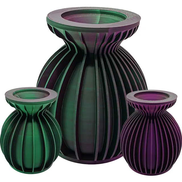 Lovora Elin moderne vaas – Decoratieve vaas - Groen / Paars - 3d geprinte vaas – geschikt voor droogbloemen - 30CM