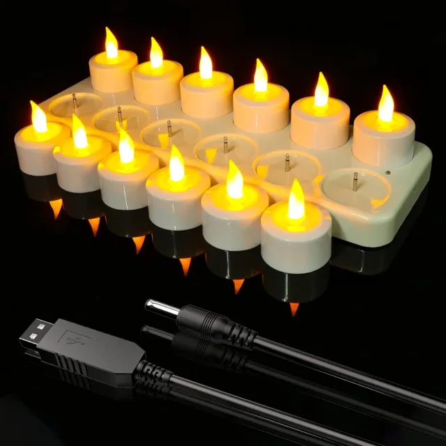 Velox Theelichtjes Oplaadbaar - Oplaadbare Waxinelichtjes - Theelichtjes Op Batterijen - Theelichtjes Led Wit
