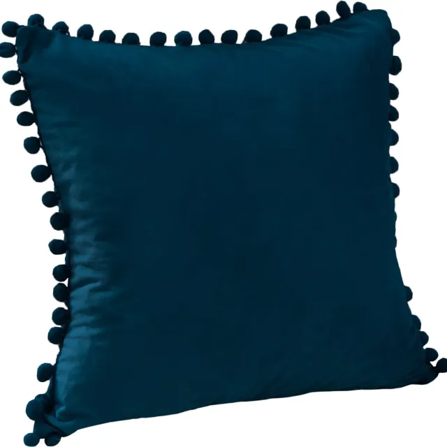 QUVIO Kussenhoes met bolletjes - Kussenhoes - Kussenbeschermer - Omtrek kussen - Fluweel - 50 x 50 cm - Donkerblauw