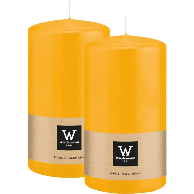 Wiedemann Cilinderkaars/stompkaars - 2x - geel - 13 x 7 cm - 52 branduren - zuilkaarsen