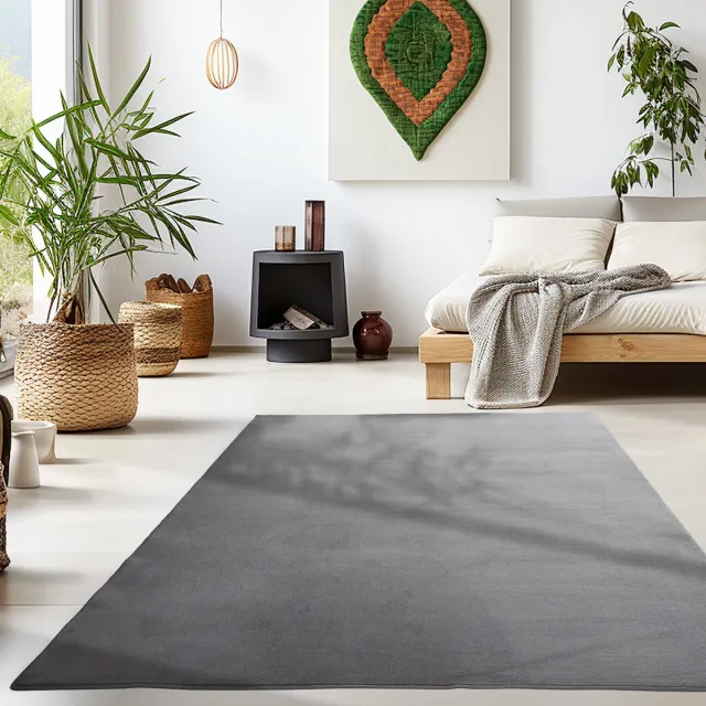 Muratap Sky Soft Uni Basic - Vloerkleed - Laagpolig - Effen Kleur - Grijs - Woonkamer Tapijt- 80x250 CM