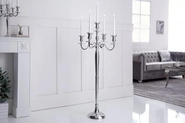 Invicta Interior Kandelaar MODERN BAROK 120 cm zilveren 5-armige kroonluchter aluminium gepolijste kandelaar - 17365 Zie omschrijving