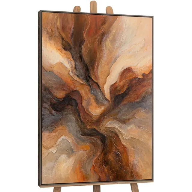 YS Canvas schilderij handgeschilderd flash of eternity abstract – YS-Art Gallery – Luxe wanddecoratie voor woonkamer – Modern schilderij voor slaapkamer en hal Grey