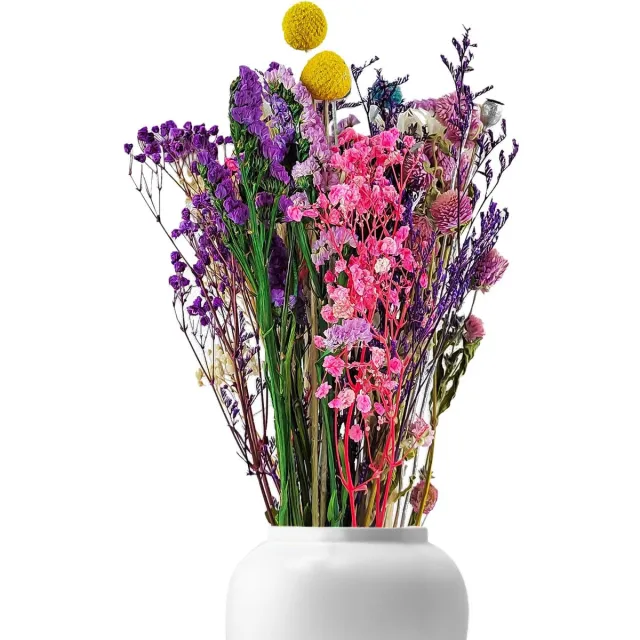 Famanu Set van 39 droogbloemen decoraties, diverse soorten kunstbloemen in rijke kleuren voor huis en feestdecoraties Zwart