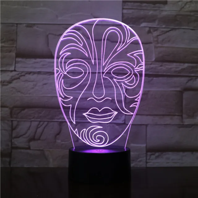 MC Living 3D Led Lamp Met Gravering - RGB 7 Kleuren - Masker