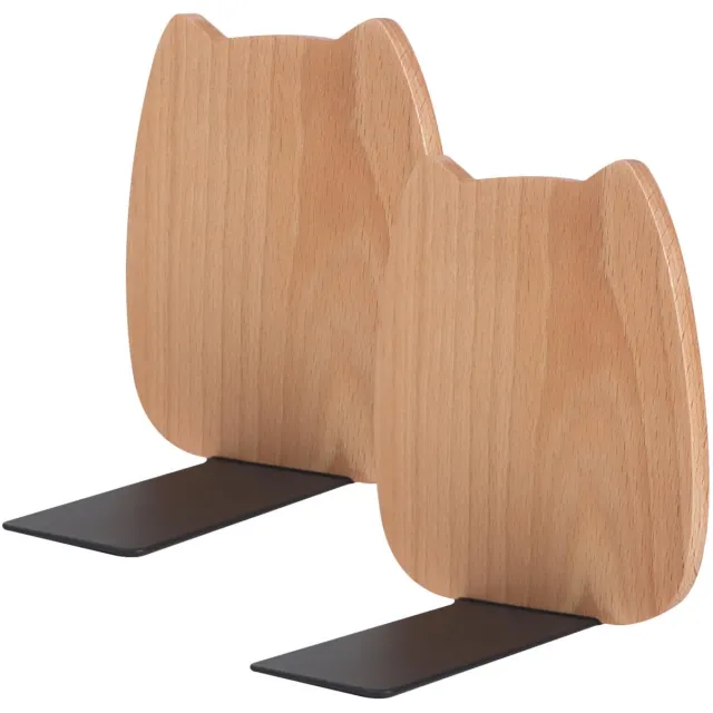 Famanu Set van 2 boekensteunen van 14 x 12 cm met antislip onderkant, ideaal voor bibliotheek, kantoor, thuis en school Zwart
