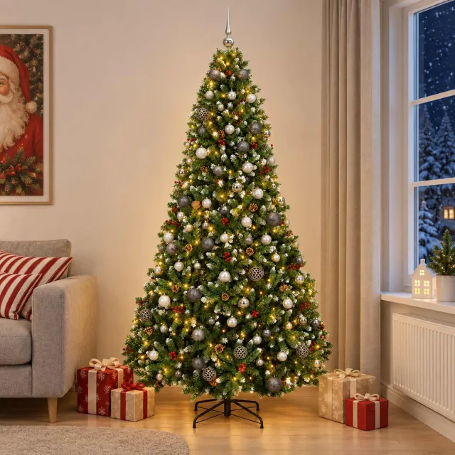 vidaXL Kunstkerstboom met Ballen 300 cm 300 LED's Warmwit Groen