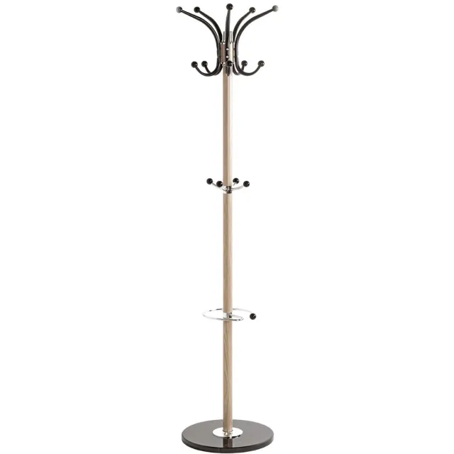 Unyqoos Moderne kapstok met eiken decor, zwart marmer en metalen haken