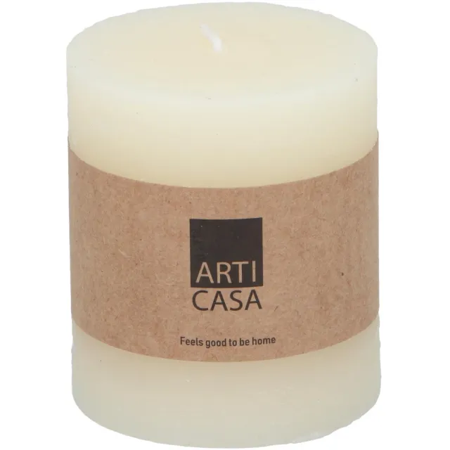 Arti Casa Rustieke Stompkaars - Ø7x8cm - Creme - Ongeparfumeerd - Gemaakt Van Paraffine - Sfeervolle Warme Uitstraling - Langdurige Brandtijd - Ideaal Voor Elk Interieur In Huis Wit