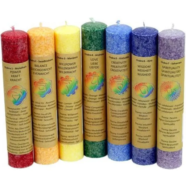 Phoenix Import Mani Bhadra Greenpalm Geurkaarsen 7 chakra's Multi colour