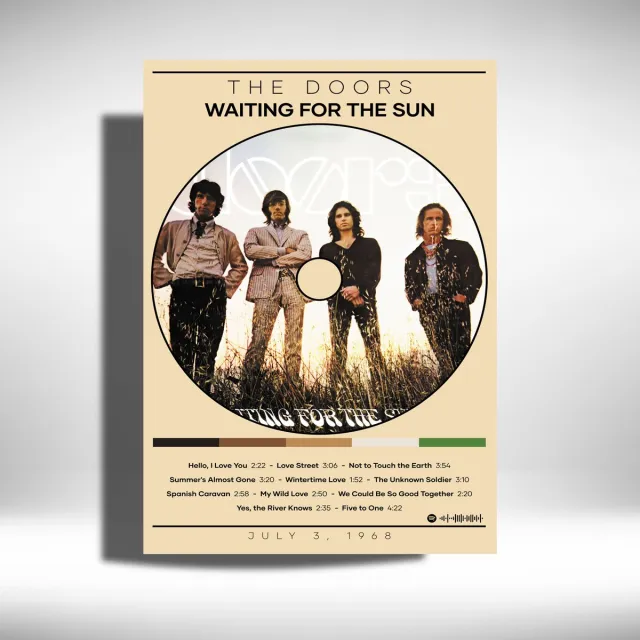 Luxe poster The Doors - Waiting For The Sun - Metalen Poster 30x40cm - album cover beige