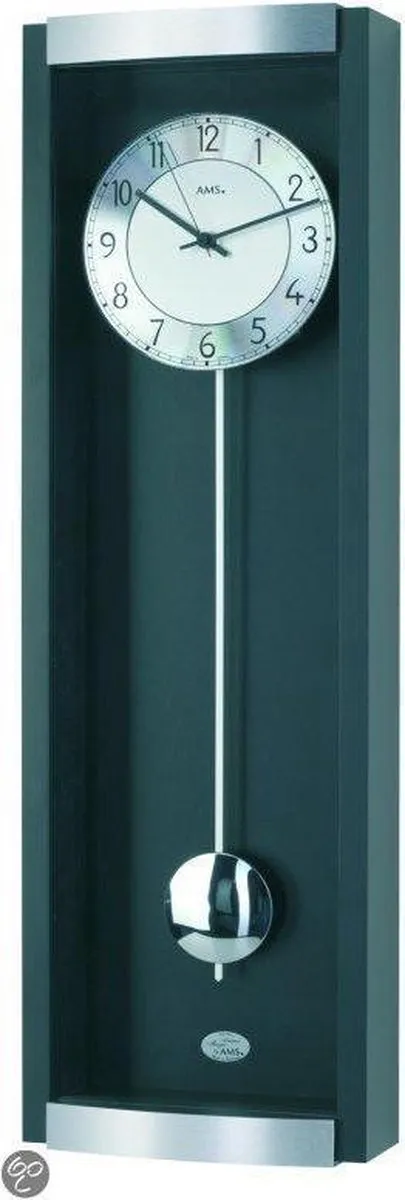 AMS 5285/11 - Klok - Hout/Aluminium - 21x71 cm - Zwart