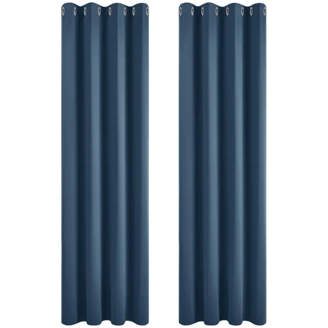 Unyqoos ® Stijlvolle Verduisterende Gordijnen met Thermische Isolatie en Privacybescherming, 200 x 140 cm, Set van 2, Donkerblauw Dunstblauw