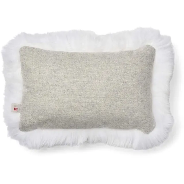 Sheepskin House Langharig Schapenvacht Kussen - 34x52 cm Silver/Ivory