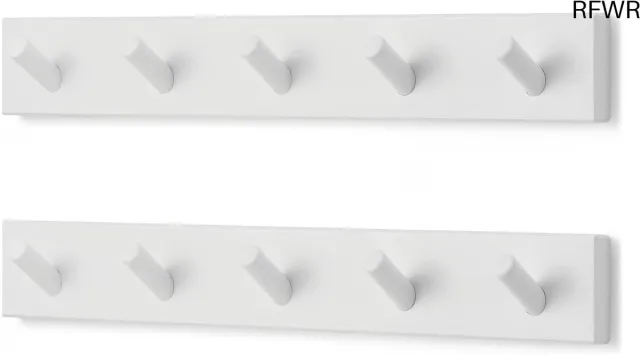 RFWR Wandkapstok met 5 Haken - Ruimtebesparende Oplossing voor Kleding en Accessoires Wit